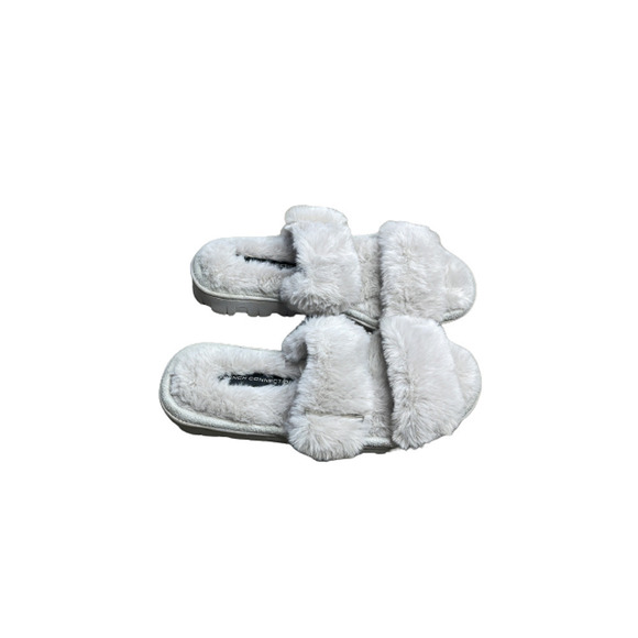 FRENCH CONNECTION GRAY FUR SLIDER SIZE 5/6‎ NWOT - Picture 2 of 8